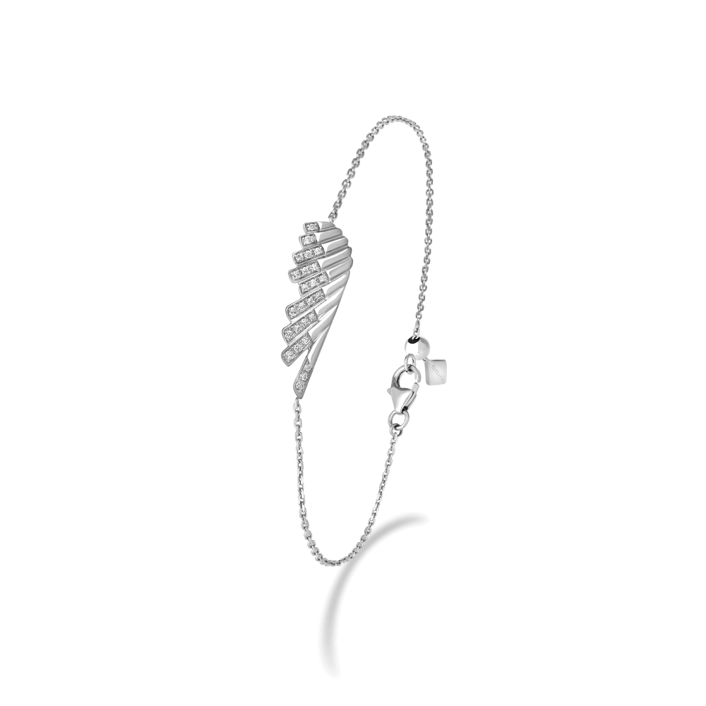 Garrard Wings Rising collection Mini Icon Bracelet in 18ct White Gold with Diamonds 2018637 Hero View