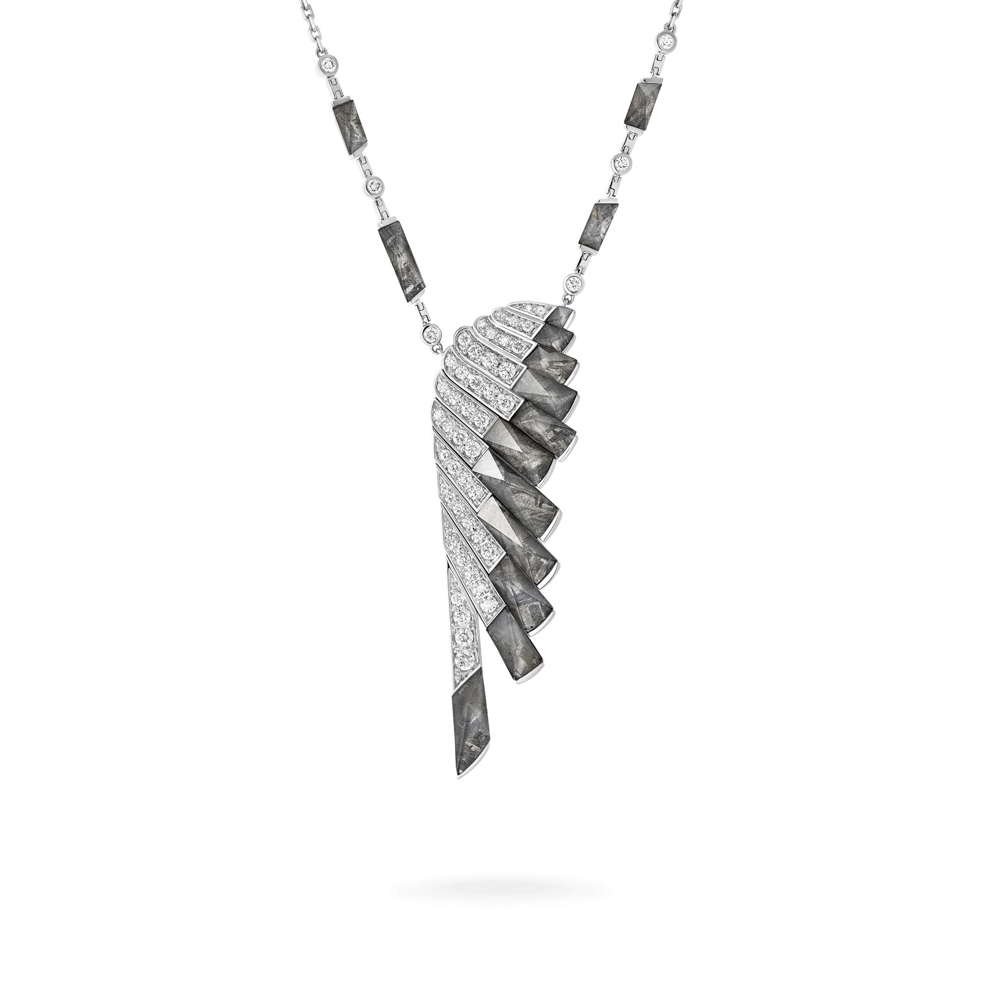 Garrard Wings Rising collection Pendant in 18ct White Gold with Diamonds Meteorite and Rock Crystal 2018616 Hero View