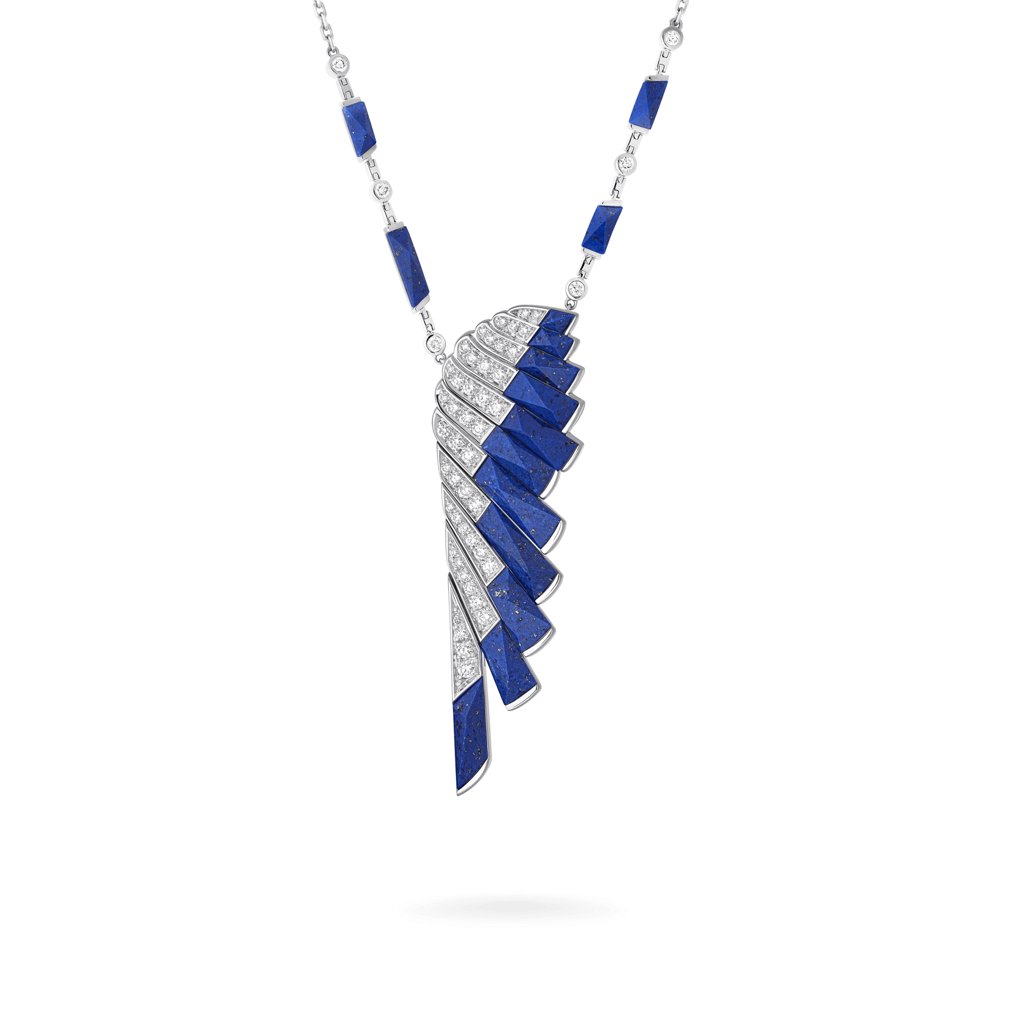 Garrard Wings Rising collection Pendant in 18ct White Gold with Diamonds and Lapis Lazuli 2018614 Hero View