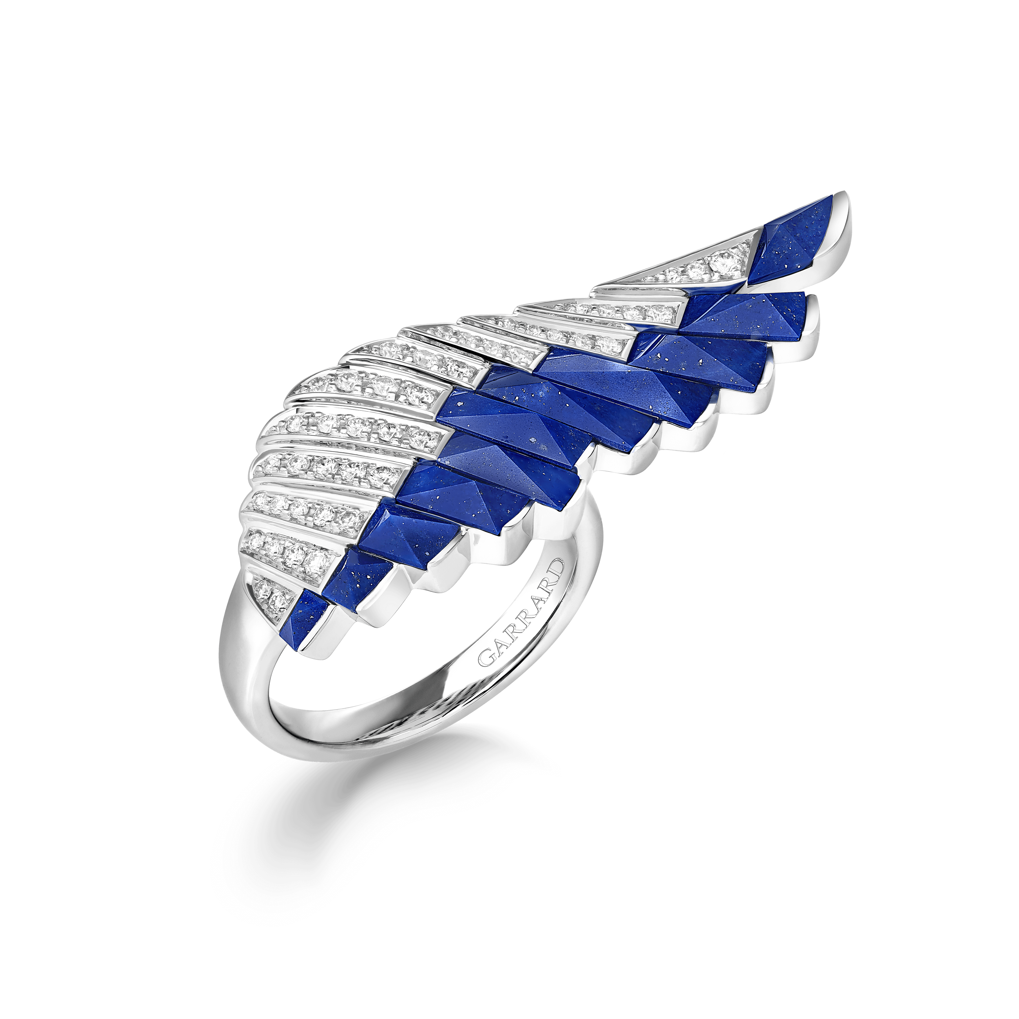 Garrard Wings Rising collection Ring in 18ct White Gold with Diamonds and Lapis Lazuli 2018628 Hero View Garrard Wings Rising collection Ring in 18ct White Gold with Diamonds and Lapis Lazuli 2018628 Hero View