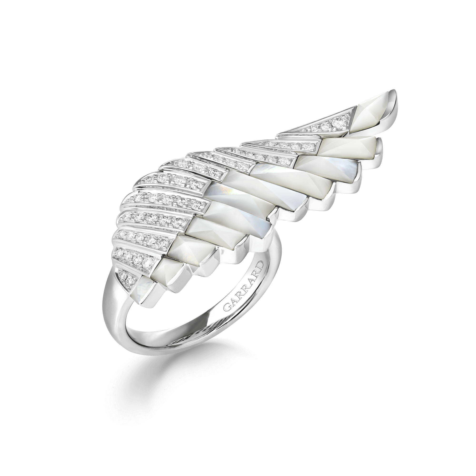 Wings Rising White Mother of Pearl and Diamond Ring | Garrard