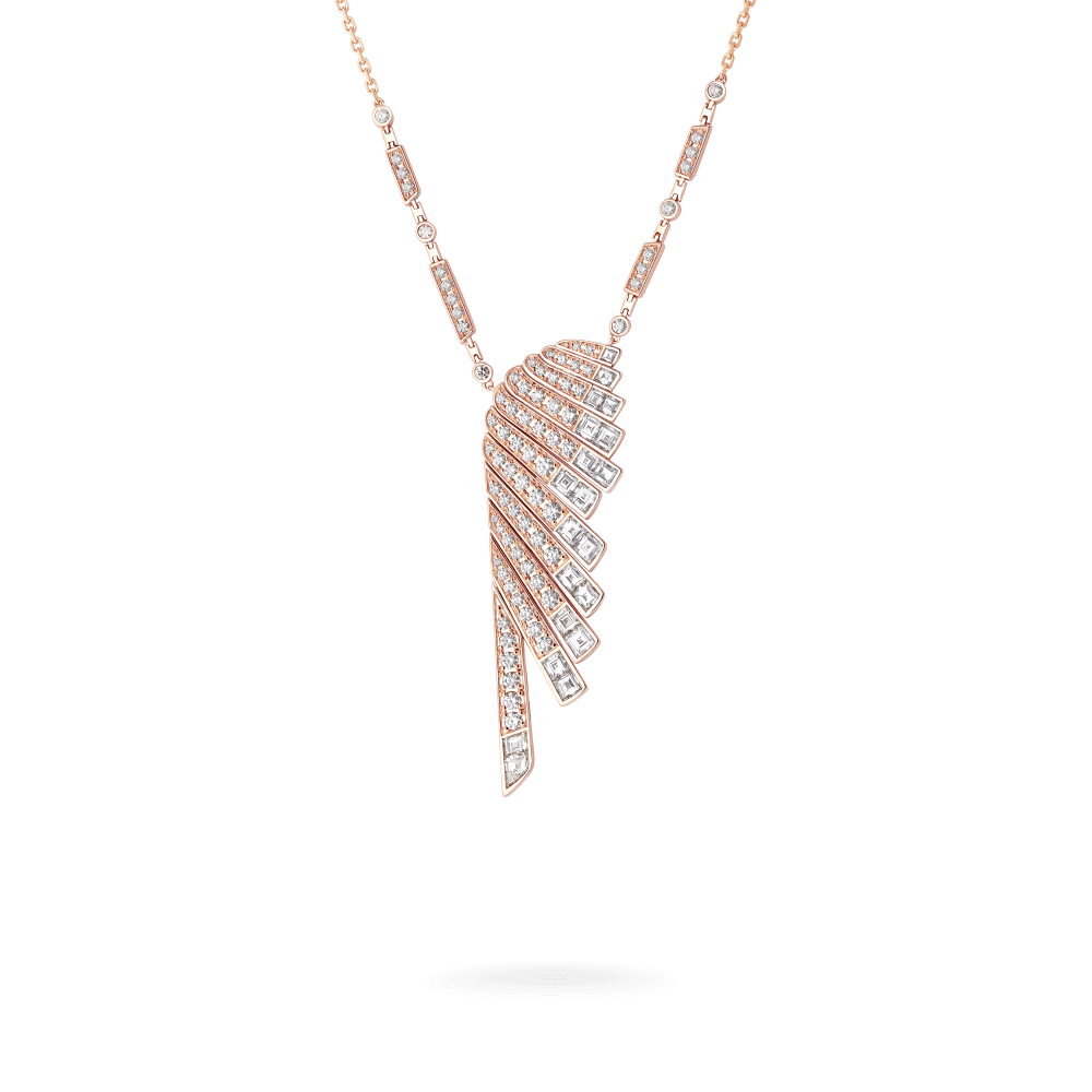 Garrard Wings Rising collection Round and Calibre cut Diamond Pendant in 18ct Rose Gold 2018673 Hero Shot
