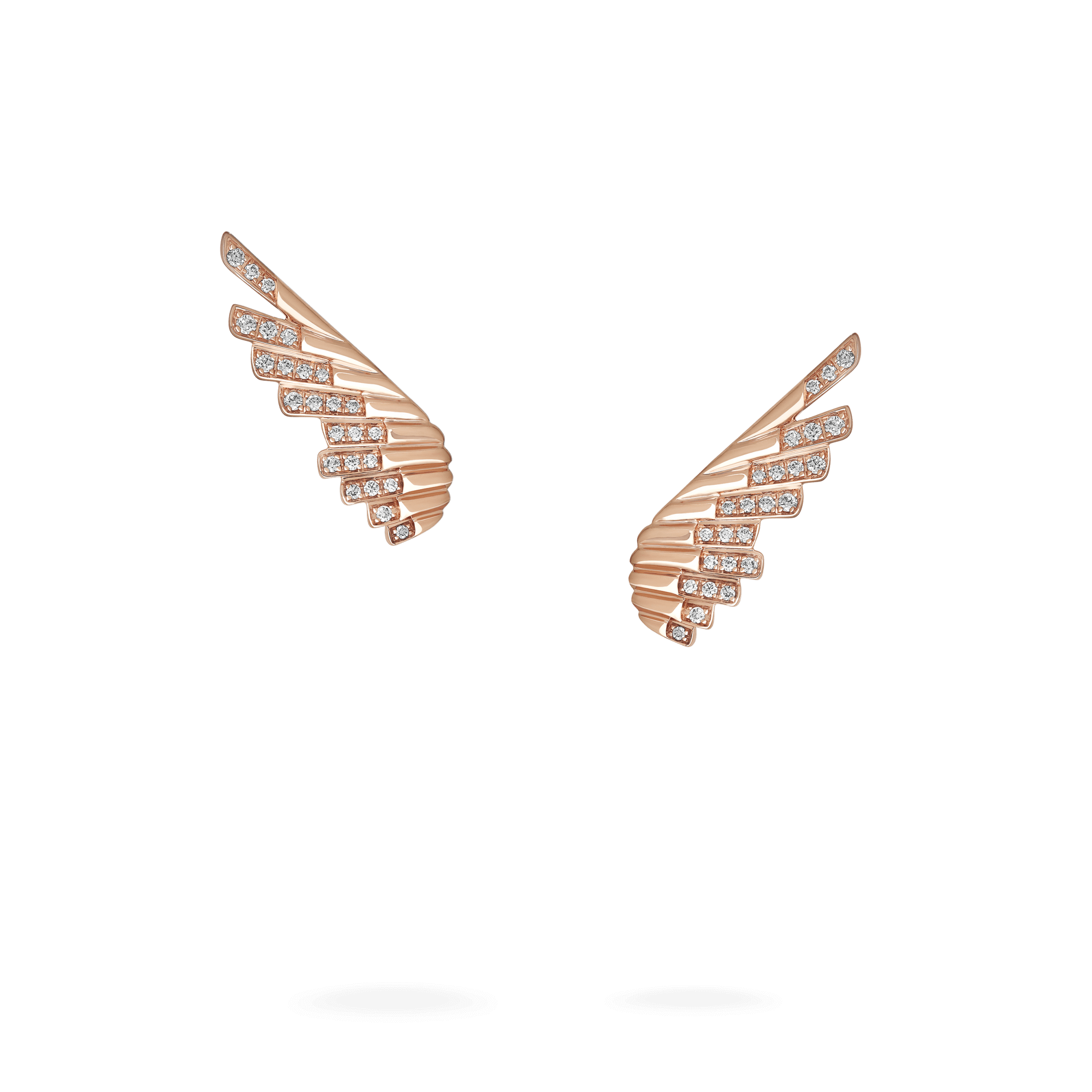 Garrard Wings Rising collection Mini Icon Earrings in 18ct Rose Gold with Diamonds 2018635 Hero View