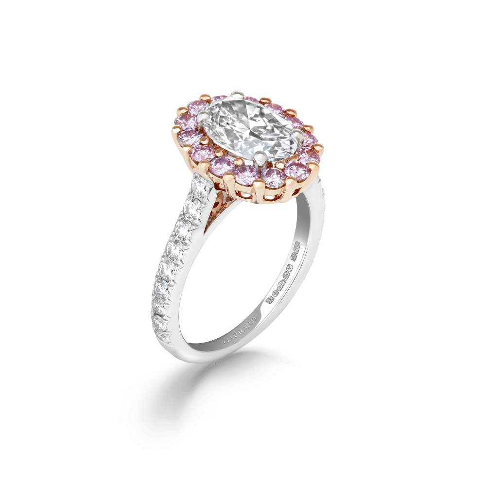 Garrard Jewelled Vault 2.01ct Oval White and Pink Diamond 1735 Ring In Platinum and 18ct Rose Gold 2018508