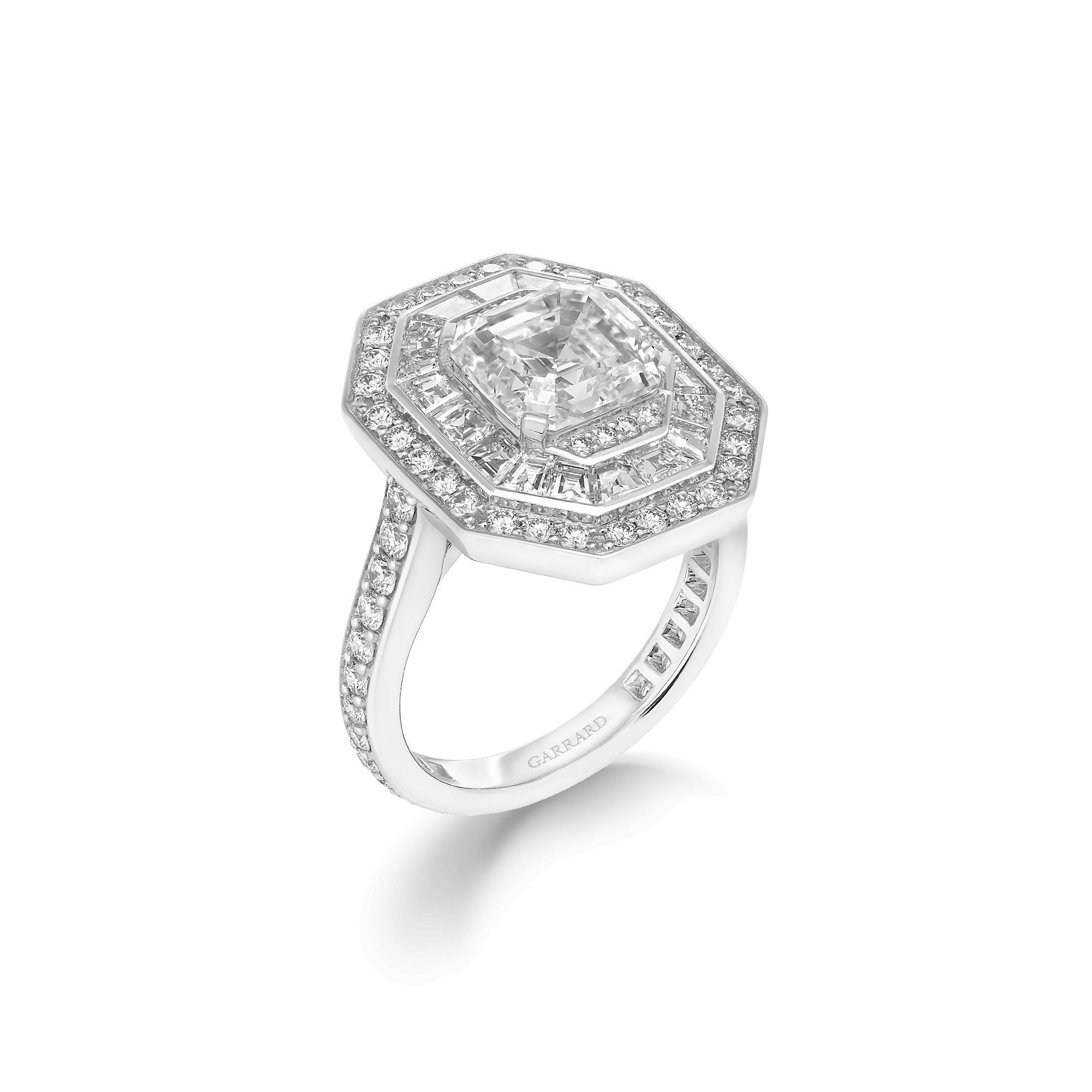 Jewelled Vault 3.07ct Asscher Cut Diamond Ring | In Platinum | Garrard