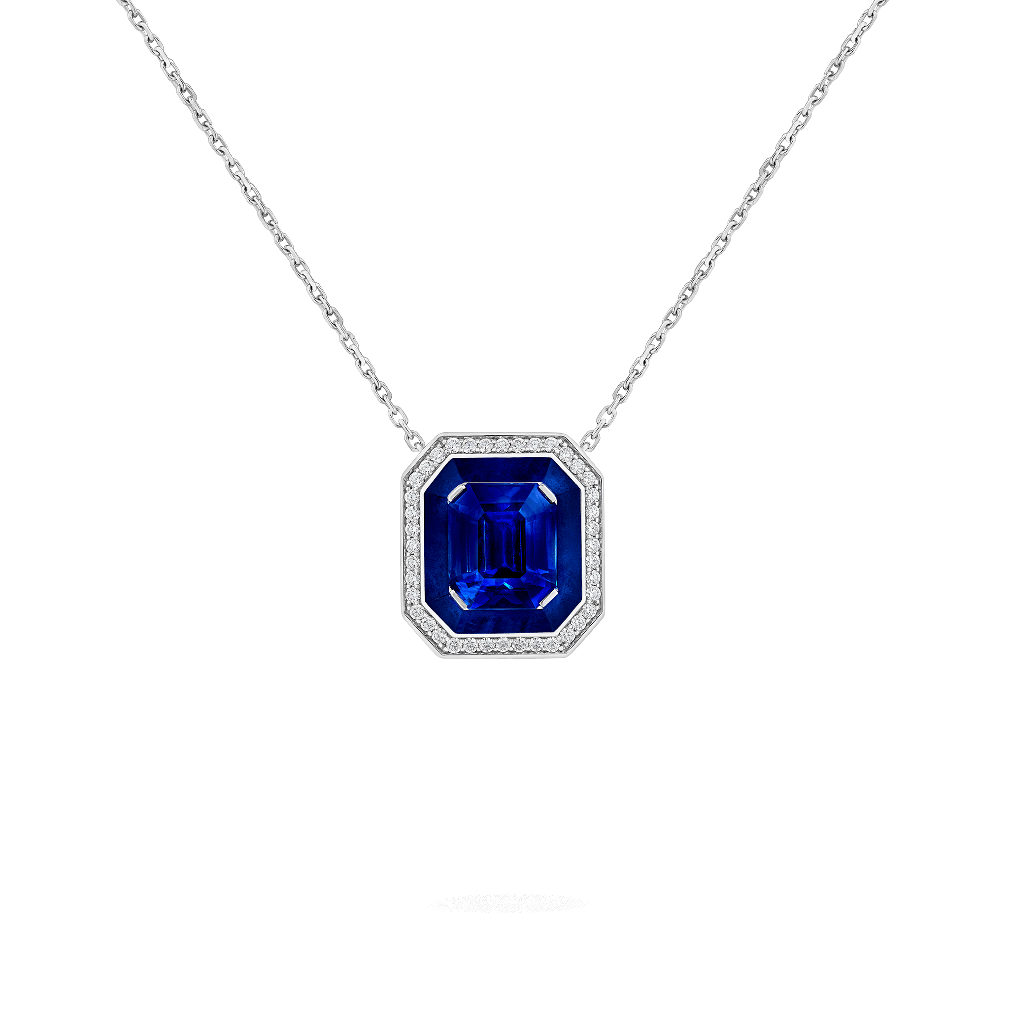 Jewelled Vault 4.18 Carat Sapphire, Diamond and Lapis Lazuli Pendant ...