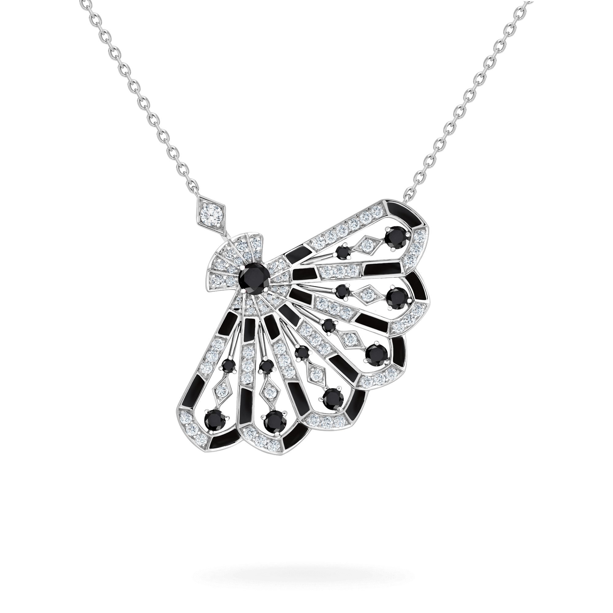 Garrard Fanfare Jewellery Collection Symphony Black and White Diamond Pendant In 18ct White Gold with Black Spinel, 2018738, Hero View