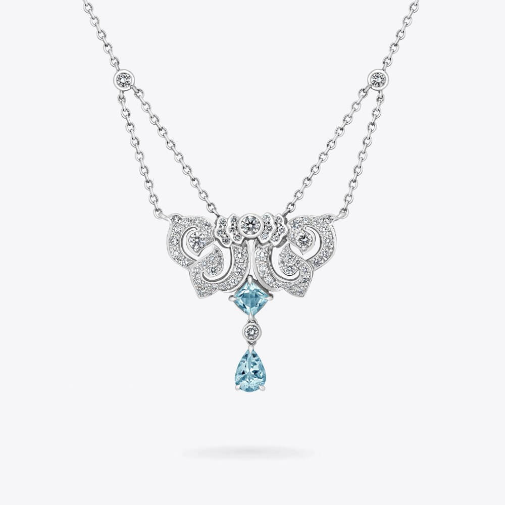 Garrard Forget Me Not Aquamarine Necklace​ In 18ct White Gold with Diamonds 2017210 Hero