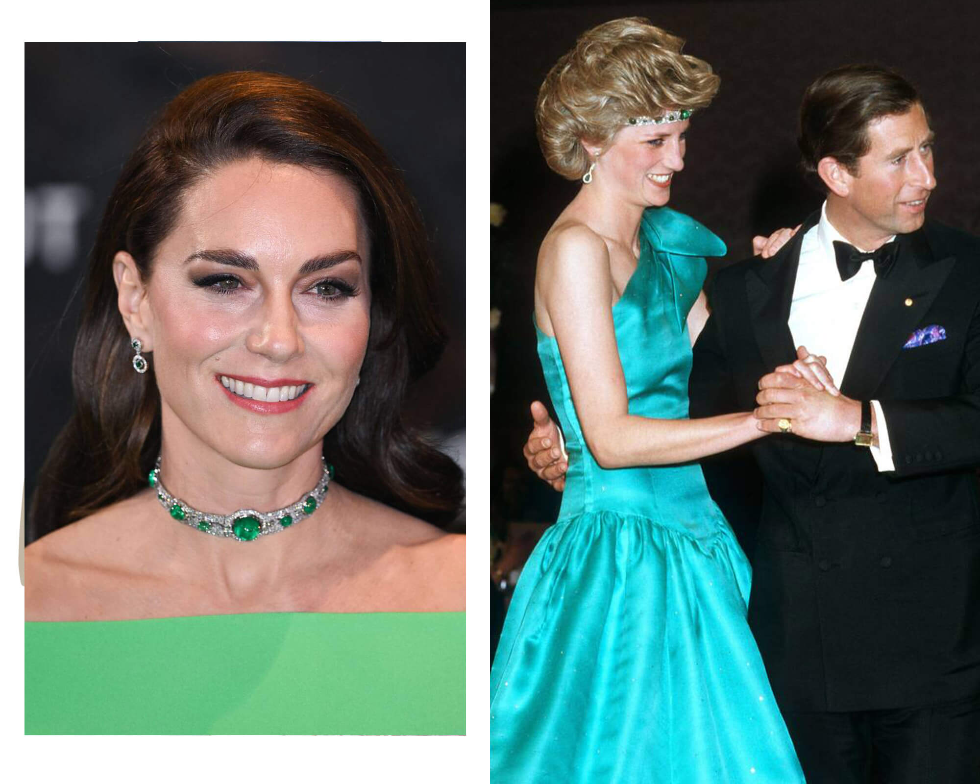 Royal Jewels made by Garrard Queen Mary’s Art Deco Emerald Choker Catherine, Princess of Wales Kate Middleton and Princess Diana