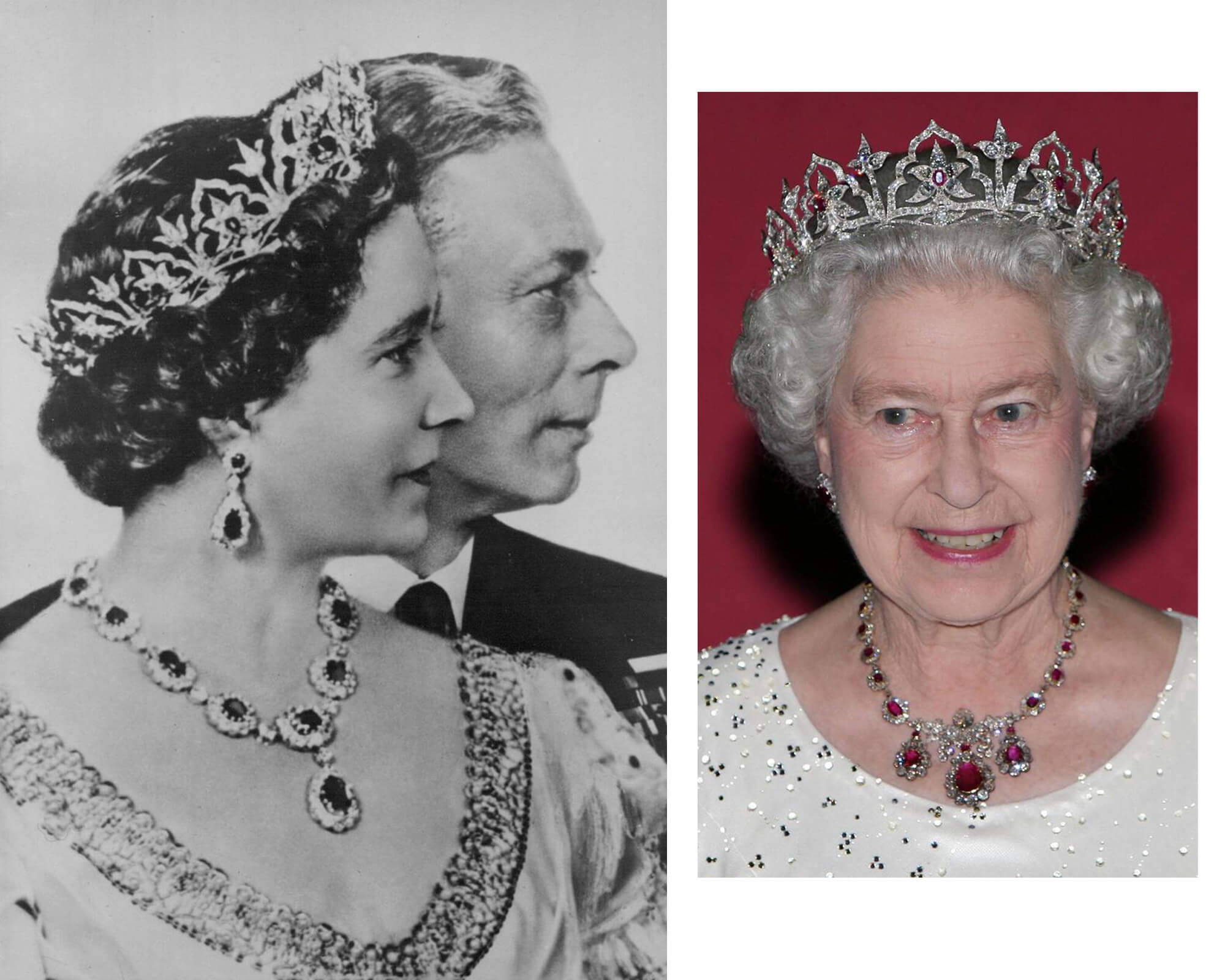 Royal Jewels made by Garrard Queen Victoria’s Oriental Circlet Tiara A photo of the King George And Queen Elizabeth Celebrated their Silver Wedding Anniversary and a photo of Queen Elizabeth ll