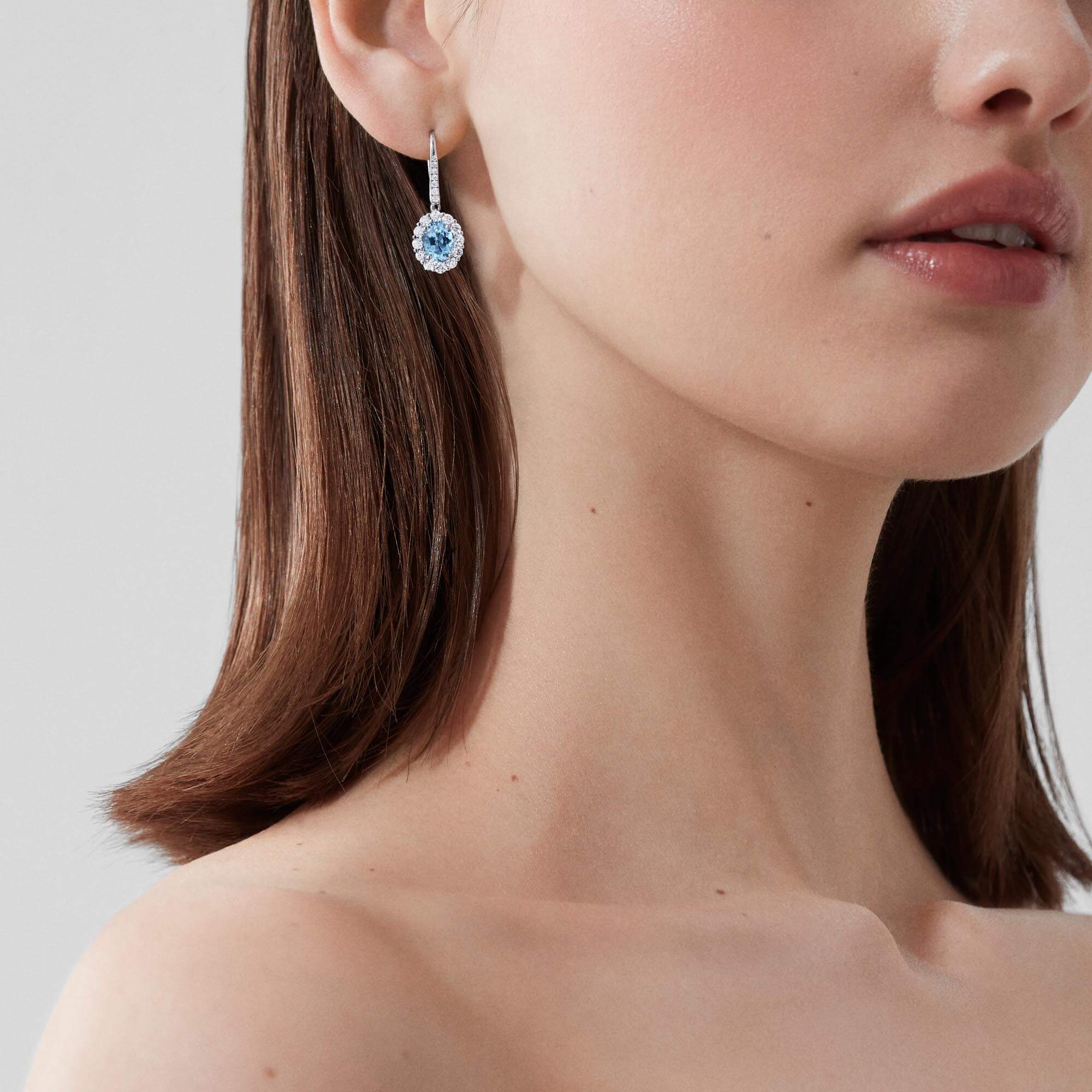 0056 Garrard 1735 Aquamarine Drop Earrings In Platinum with Diamonds 2018870 Model