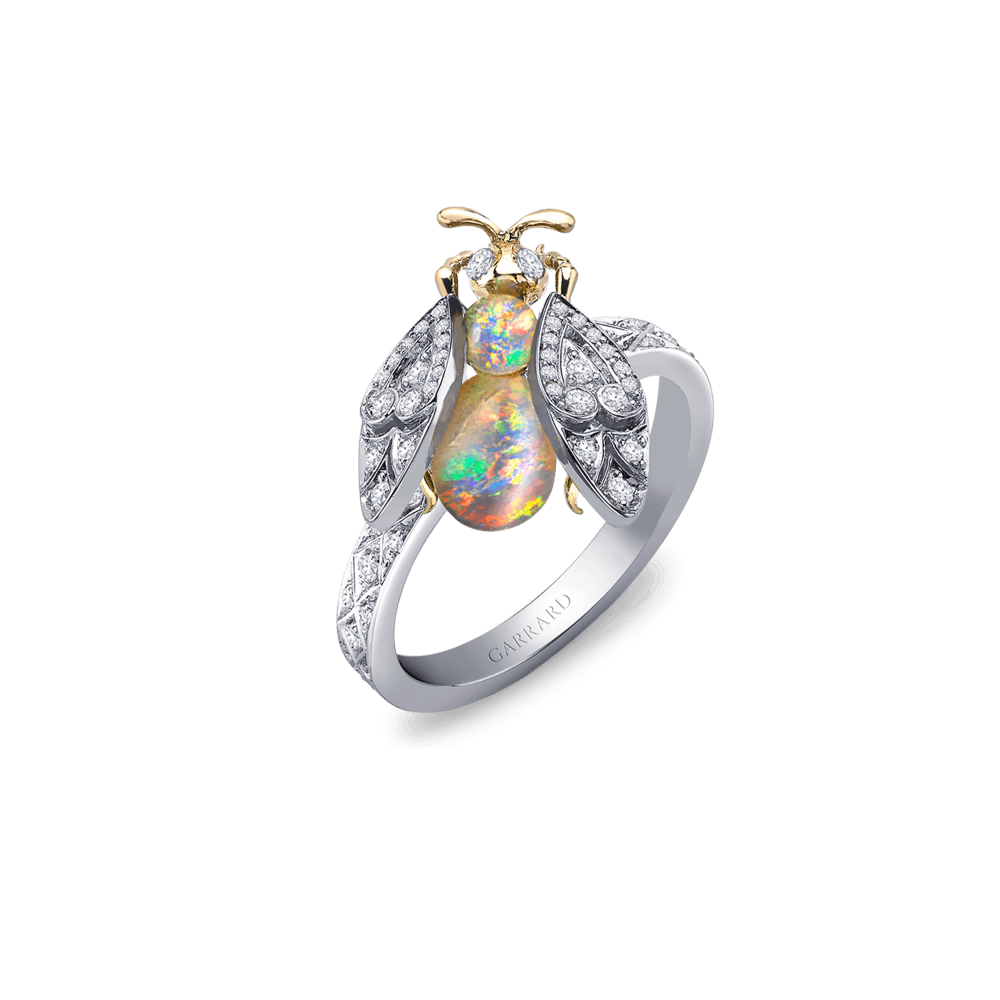 Garrard Enchanted Palace Jewellery Collection Bug Opal and Diamond Ring In 18ct White Gold 2015144