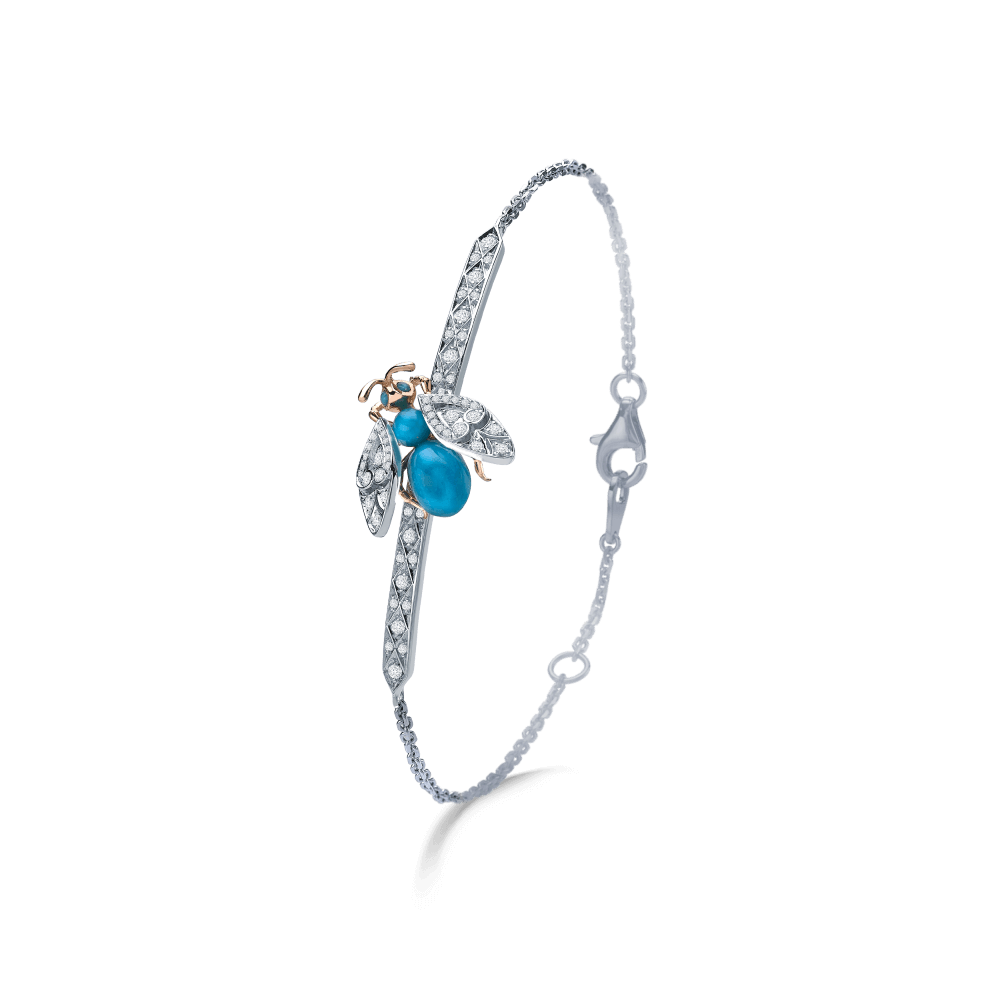 Garrard Enchanted Palace Jewellery Collection Bug Turquoise and Diamond Bracelet In 18ct White Gold 2014739