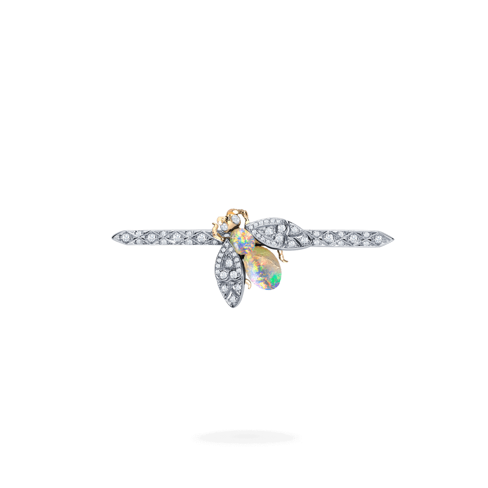 Garrard Enchanted Palace Jewellery Collection Opal and Diamond Bug Brooch | In 18ct White Gold 2015055