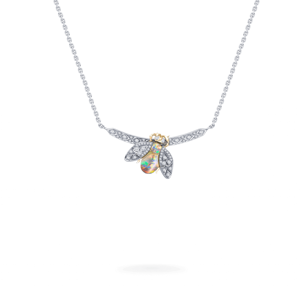 Garrard Enchanted Palace Jewellery Collection Opal and Diamond Bug Pendant | In 18ct White Gold 2015138