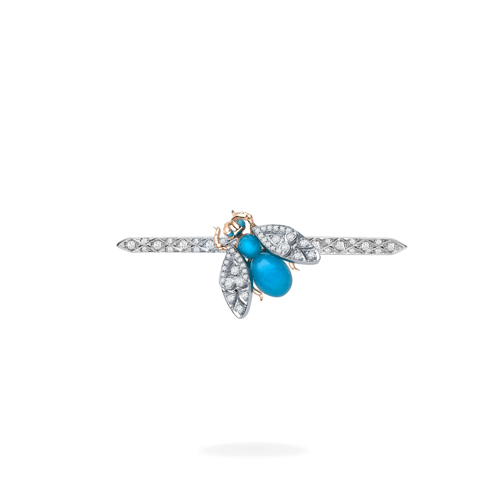 Garrard Enchanted Palace Jewellery Collection Turquoise and Diamond Bug Brooch | In 18ct White Gold 2017469