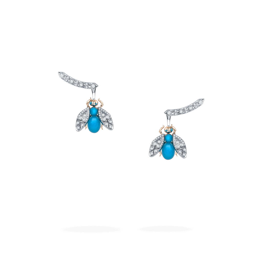 Garrard Enchanted Palace Jewellery Collection Turquoise and Diamond Bug Earrings | In 18ct White Gold 2014738