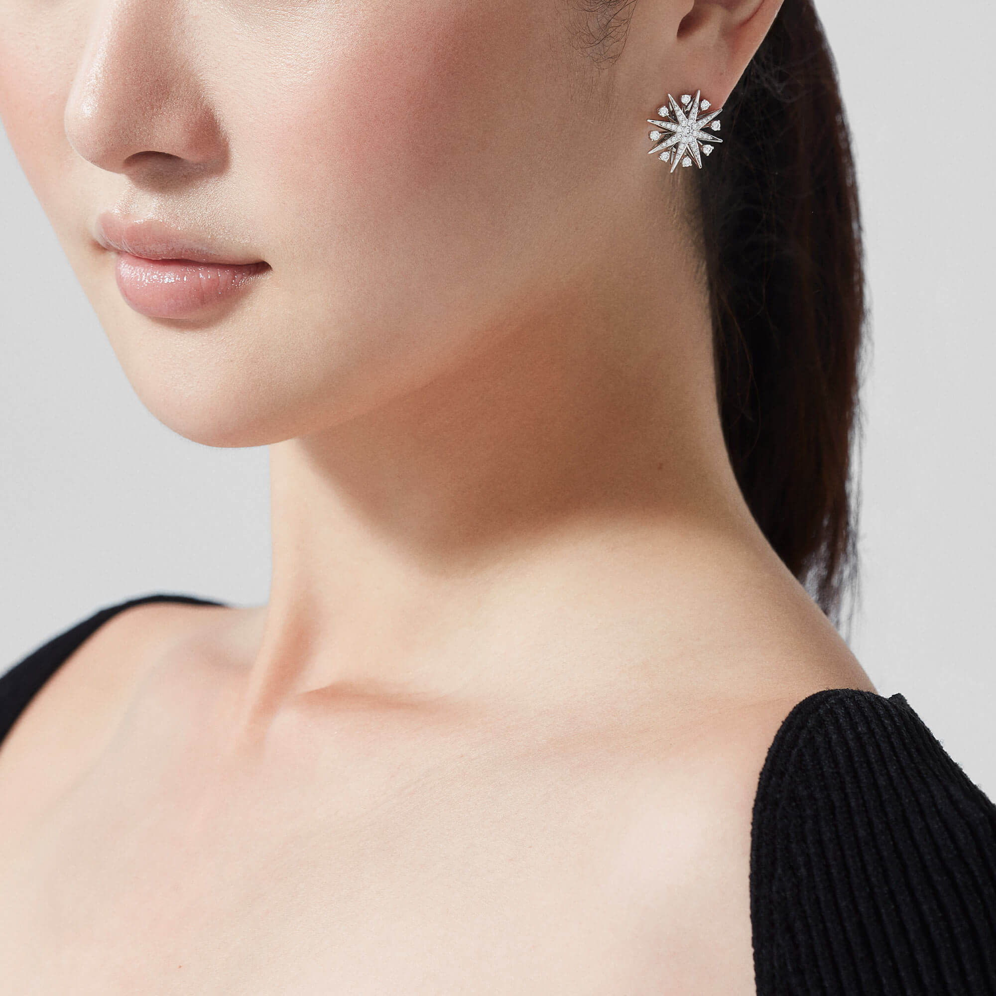 Garrard Starlight Jewellery Collection Diamond Stud Earrings In 18ct White Gold 2019146 model.jpg