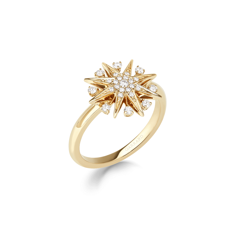 Garrard Starlight Jewellery Collection Mini Icons Diamond Ring In 18ct Yellow Gold 2019159