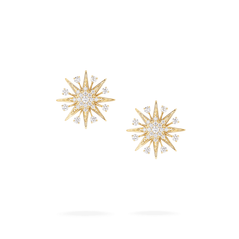 Garrard Starlight Jewellery Collection Mini Icons Diamond Stud Earrings In 18ct Yellow Gold 2019141