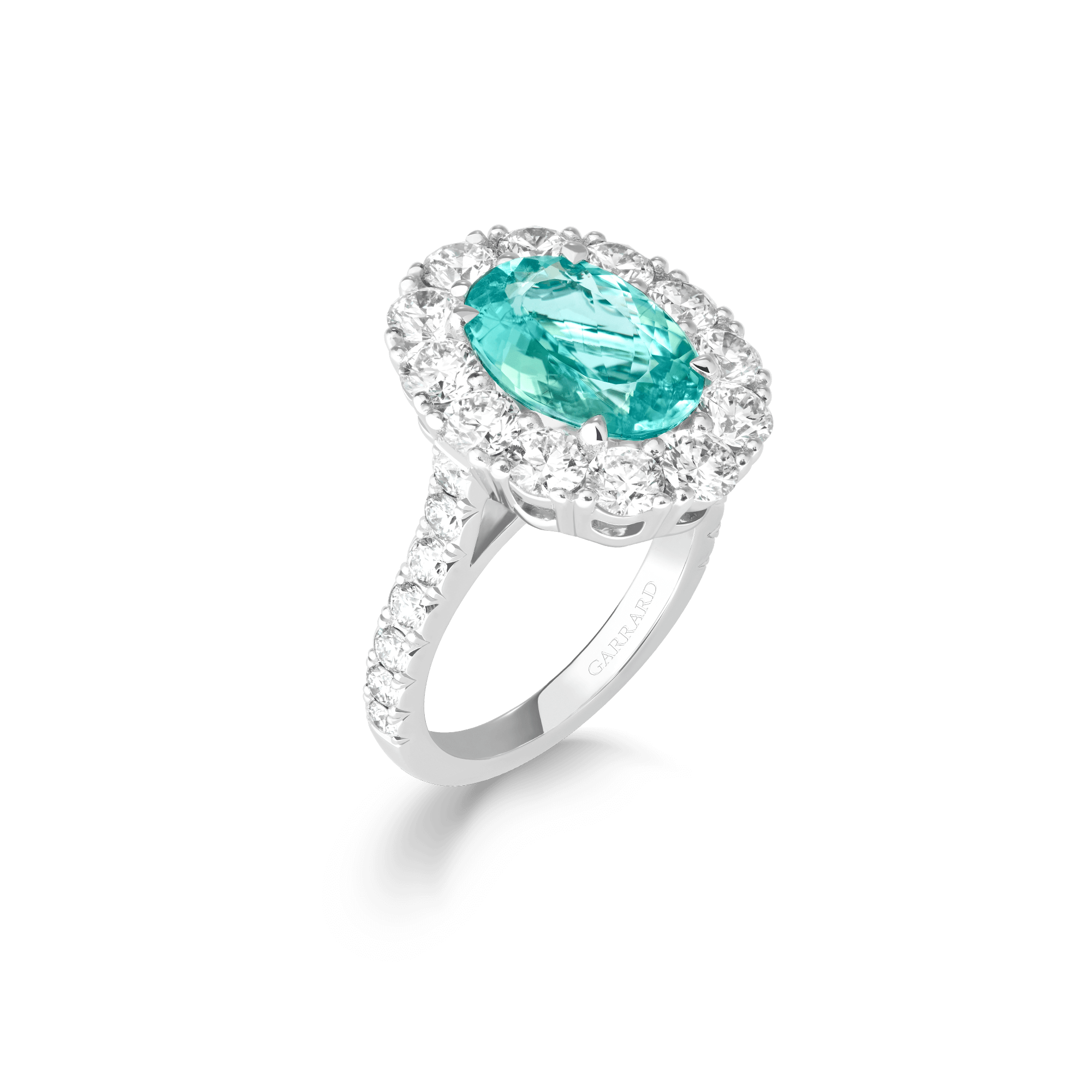 Garrard Jewelled Vault 3.77ct oval Paraiba Tourmaline and diamond 1735 ring In Platinum, 2019081, Hero